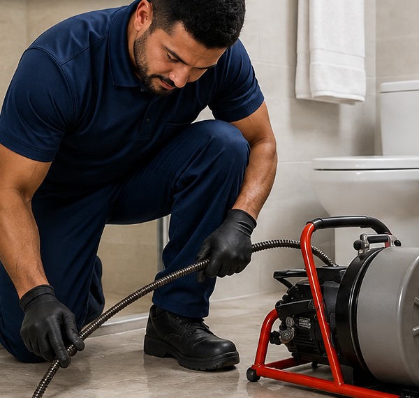Técnico da WS Desentupidora e Detetizadora com equipamento de desentupimento em Belo Horizonte